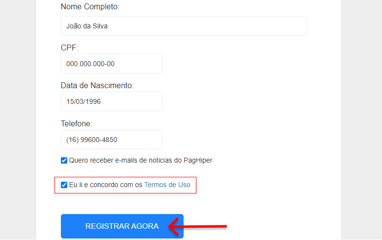 Botão Registrar PagHiper