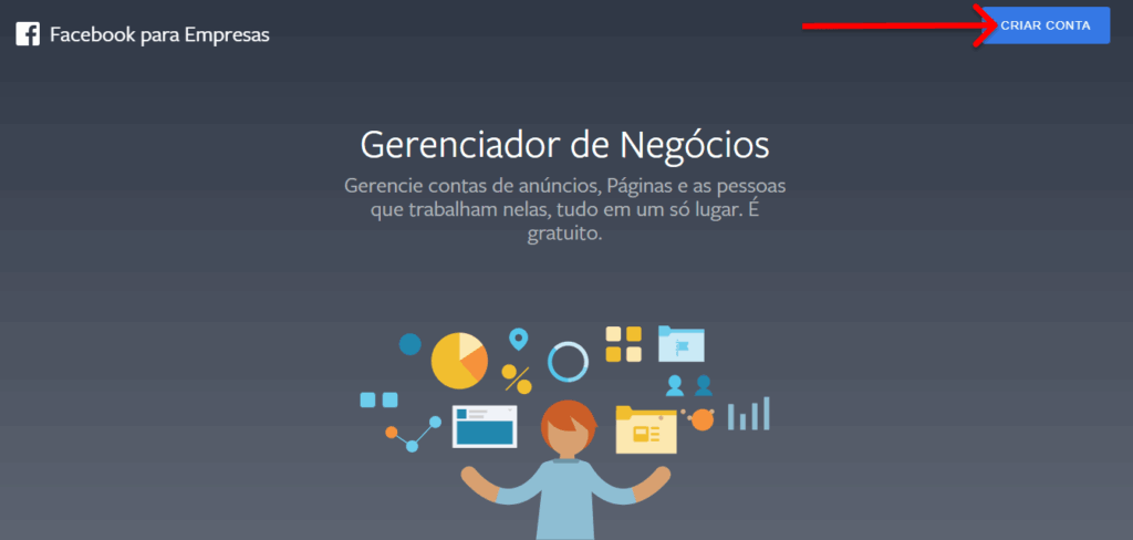 tela facebook para empresas - criar conta