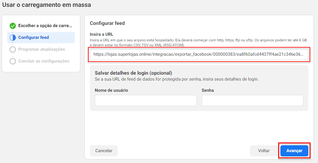 tela facebook url