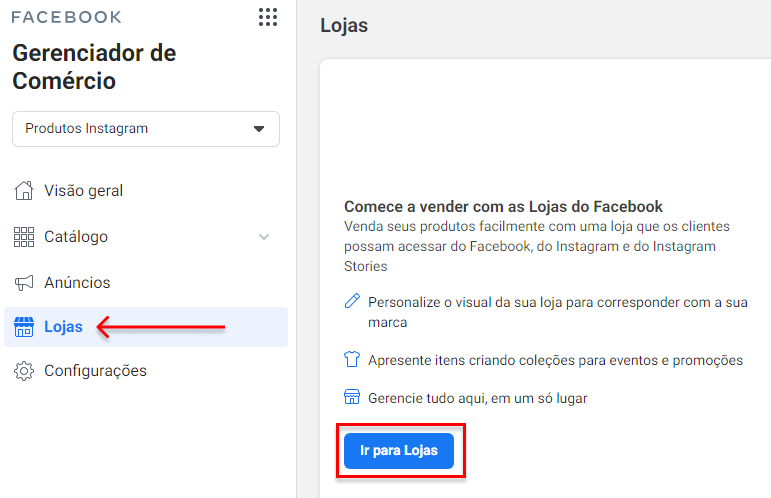 tela ir para lojas