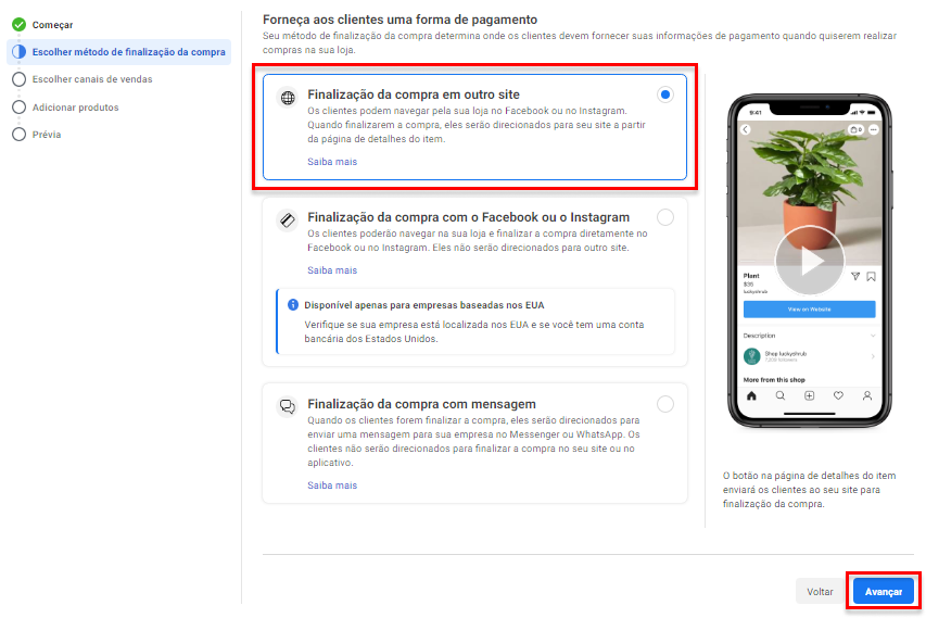 tela finalização da compra em outro site