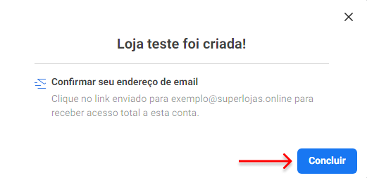 tela de loja de teste