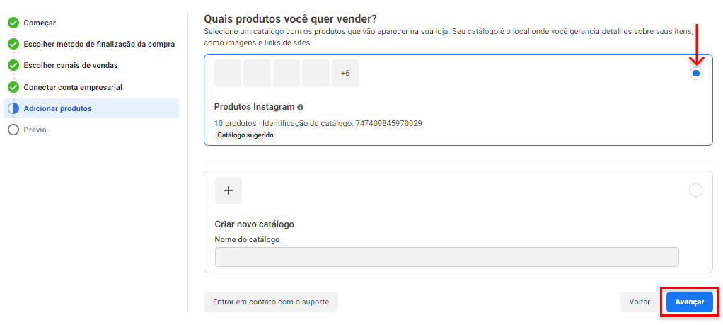 tela adicionar produtos