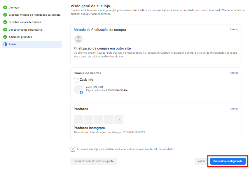 tela concluir a configuração