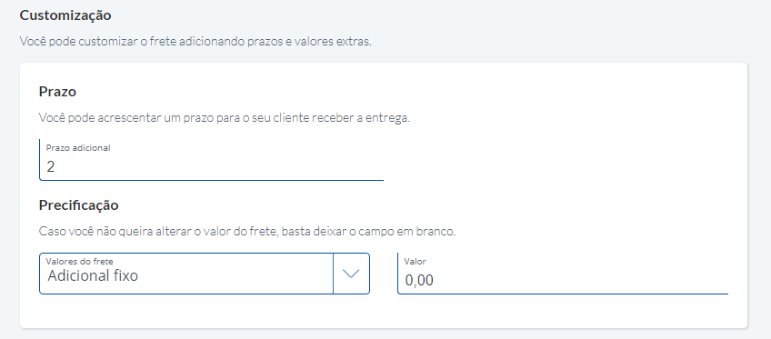 tela customização