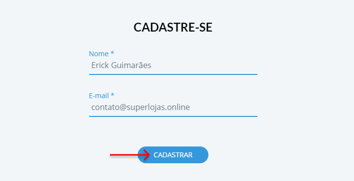 tela cadastro melhor envio
