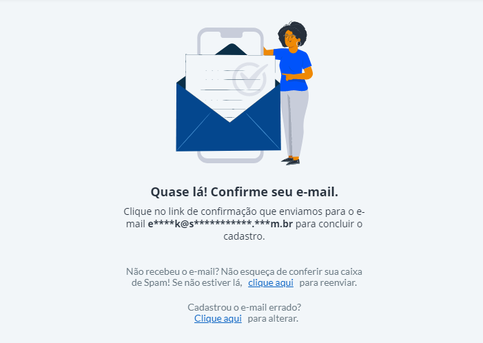 tela confirmação email