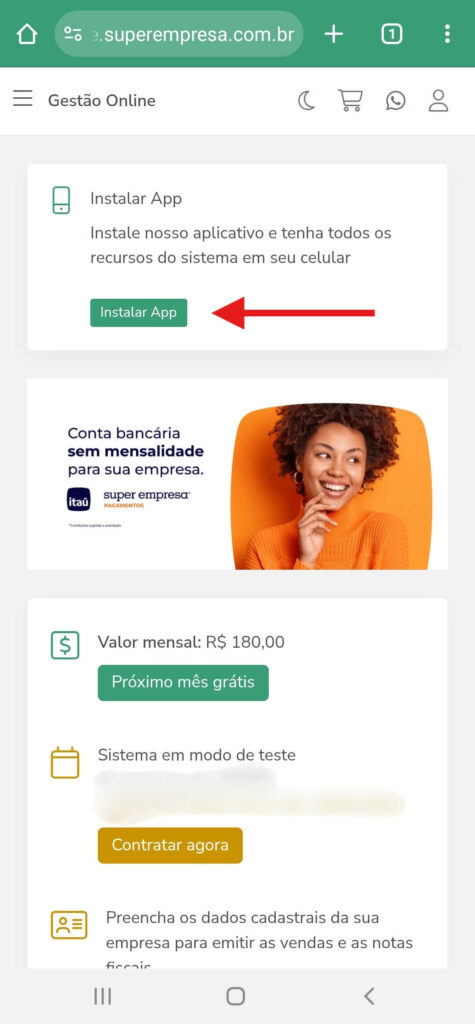 tela celular instalar sistema